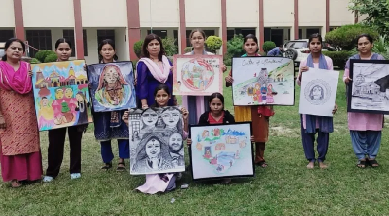 राज्य स्थापना दिवस की रजत जयन्ती समारोह के उपलक्ष्य में कन्या स्नातकोत्तर महाविद्यालय में स्कैच एवं रंगोली प्रतियोगिता का आयोजन