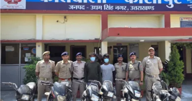 काशीपुर पुलिस ने चोरी की 06 मोटर साईकिलों के साथ 02 अभियुक्तो को किया गिरफ्तार