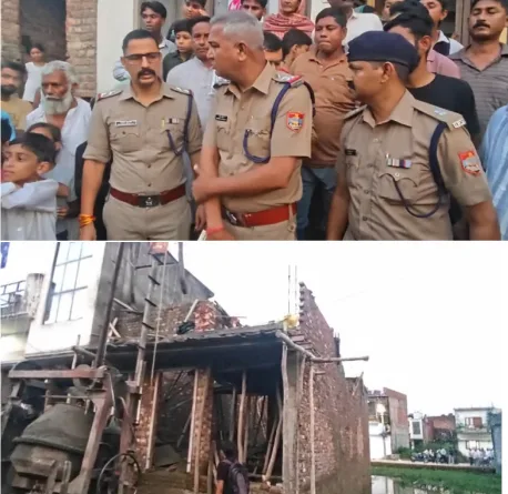 लक्ष्मीपुर पट्टी में निर्माणाधीन मकान का लेंटर अचानक भरभराकर गिरा, एक की मौत