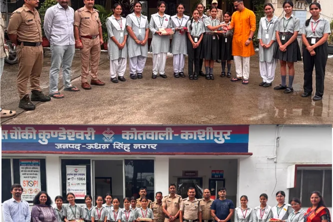 स्कूली छात्राओं ने काशीपुर में पुलिसकर्मियों को बांधी राखी